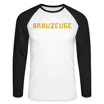 Brewman Beer Drinker - Unisex Baseballshirt langarm - Weiß/Schwarz - Vorne - Nik (191cm)