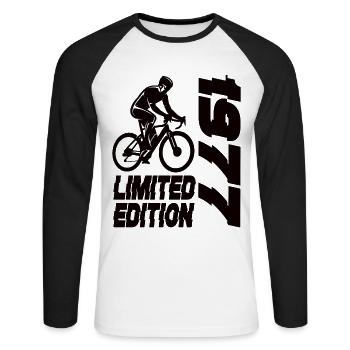 Limited Edition 1977 Limited Edition Fahrrad - Unisex Baseballshirt langarm - Weiß/Schwarz - Vorne - Nik (191cm)