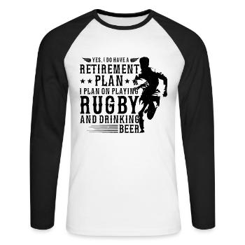 Yes I do have a Retirement plan I plan on playing - Unisex Baseballshirt langarm - Weiß/Schwarz - Vorne - Nik (191cm)