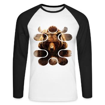 Evil grizzly bear. Natur, Abenteuer, Wild, Wildnis - Unisex Baseballshirt langarm - Weiß/Schwarz - Vorne - Nik (191cm)