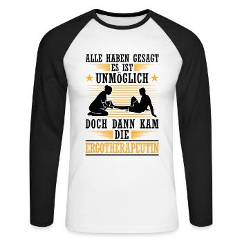 Then came the occupational therapist occupational therapy - Unisex Long Sleeve Baseball T-Shirt - white/black - Front - Nik (191cm)