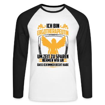 L’ergothérapeute a toujours raison L’ergothérapie - T-shirt baseball manches longues Homme - blanc/noir - Devant - Nik (191cm)