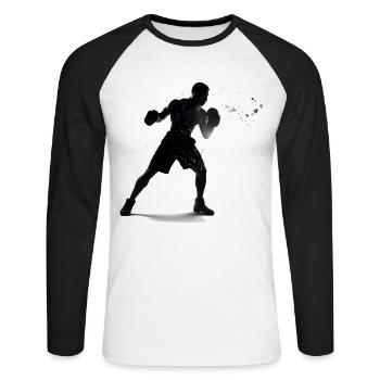 Boxe - T-shirt baseball manches longues Homme - blanc/noir - Devant - Nik (191cm)