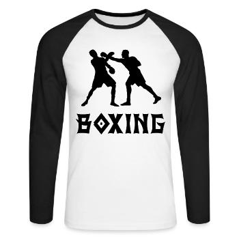 Boxe - T-shirt baseball manches longues Homme - blanc/noir - Devant - Nik (191cm)