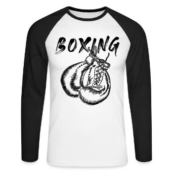 Boxe - T-shirt baseball manches longues Homme - blanc/noir - Devant - Nik (191cm)