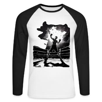 Boxing - Unisex Long Sleeve Baseball T-Shirt - white/black - Front - Nik (191cm)