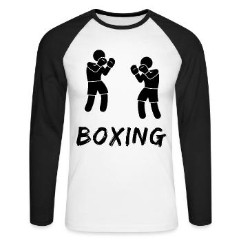Boxe - T-shirt baseball manches longues Homme - blanc/noir - Devant - Nik (191cm)