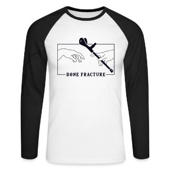 Michelangelo Creation of Adam Bone Fracture Bone - Unisex Long Sleeve Baseball T-Shirt - white/black - Front - Nik (191cm)