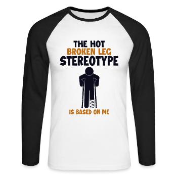 Le stéréotype de la jambe cassée est basé sur l’os du chirurgien - T-shirt baseball manches longues Homme - blanc/noir - Devant - Nik (191cm)