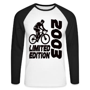 Limited Edition 2003 Limited Edition Bicycle - Unisex Long Sleeve Baseball T-Shirt - white/black - Front - Nik (191cm)