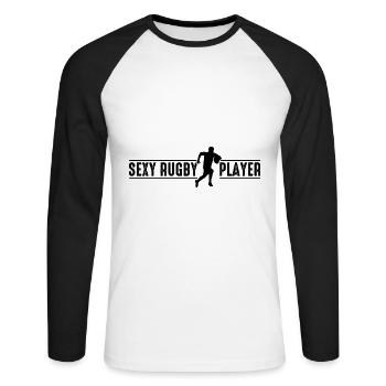 Sexy Rugby Player - Unisex Baseballshirt langarm - Weiß/Schwarz - Vorne - Nik (191cm)