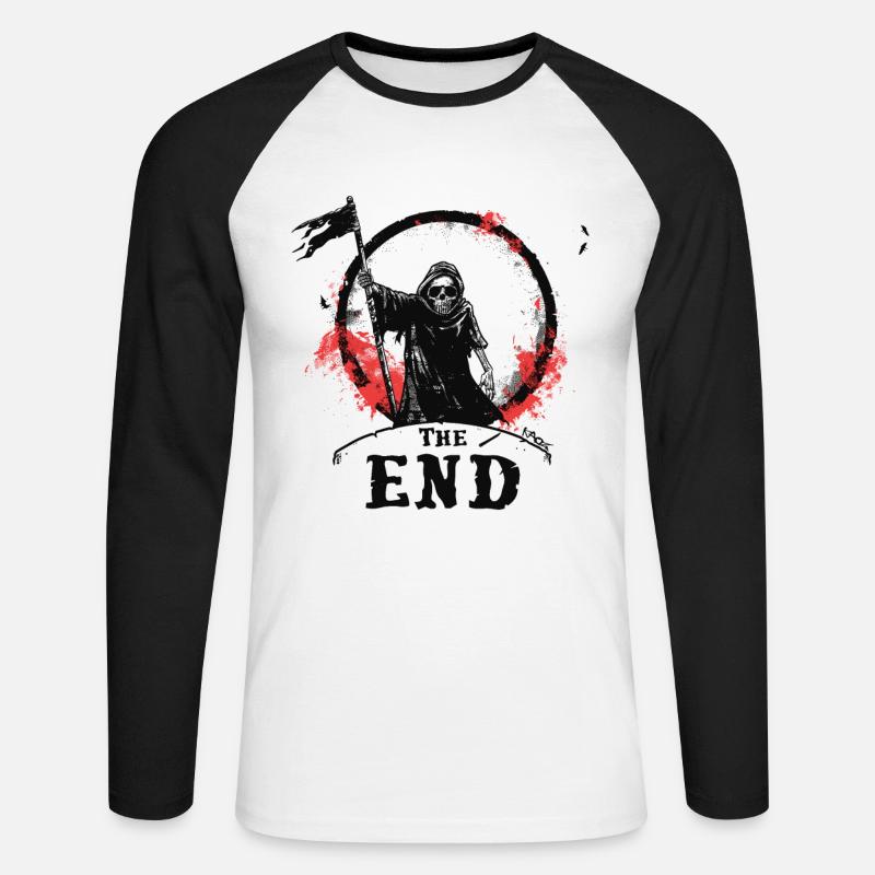 Das Ende des Sensenmann - Unisex Baseballshirt langarm - Weiß/Schwarz