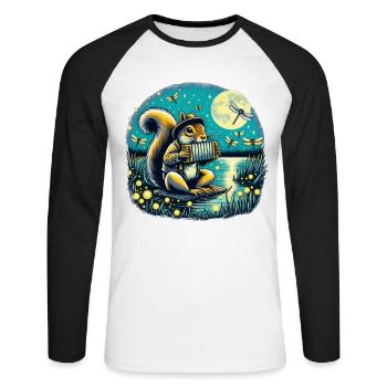 Squirrel Accordion Nature Night - Unisex Long Sleeve Baseball T-Shirt - white/black - Front - Nik (191cm)