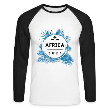 Afrika 2024 Bunt - Unisex Baseballshirt langarm - Weiß/Schwarz - Vorne - Nik (191cm)