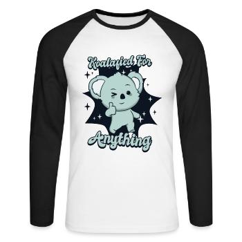 Koalafied For Anything Koalabear Amoureux de l'eucalyptus - T-shirt baseball manches longues Homme - blanc/noir - Devant - Nik (191cm)