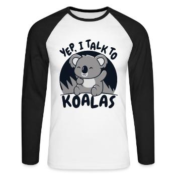 Yep I Talk To Koalas Koalabear Phascolarctos - Unisex Long Sleeve Baseball T-Shirt - white/black - Front - Nik (191cm)