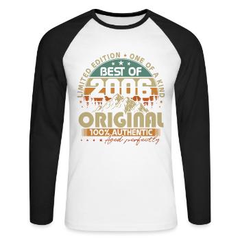 Original 2006 Vintage cadeau d’anniversaire rétro - T-shirt baseball manches longues Homme - blanc/noir - Devant - Nik (191cm)