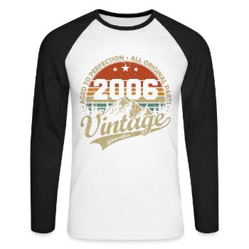 Vintage 2006 rétro Vintage cadeau d’anniversaire - T-shirt baseball manches longues Homme - blanc/noir - Devant - Nik (191cm)