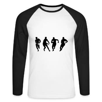 Silhouette de rugby Silhouettes de joueur de rugby - T-shirt baseball manches longues Homme - blanc/noir - Devant - Nik (191cm)