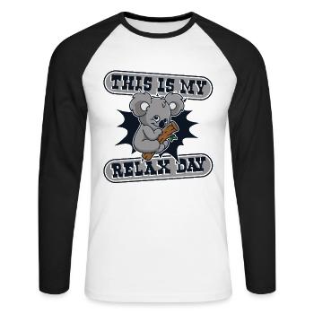 This Is My Relax Day Koalabear Eucalyptus Lover - Unisex Long Sleeve Baseball T-Shirt - white/black - Front - Nik (191cm)