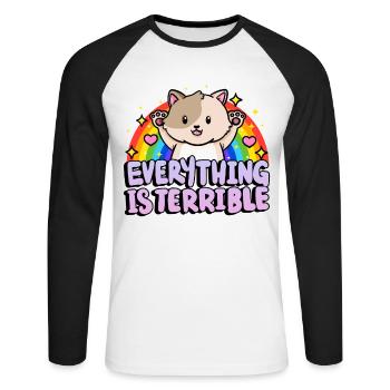 Everything is horrible sarcasm rainbow - Unisex Long Sleeve Baseball T-Shirt - white/black - Front - Nik (191cm)