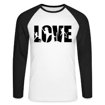 T-Ball LOVE Tee-ball Player Teeball Lover - Unisex Baseballshirt langarm - Weiß/Schwarz - Vorne - Nik (191cm)