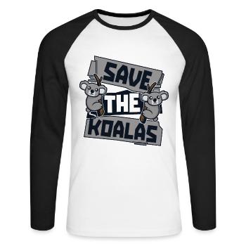 Save The Koalas Koalabear Eucalyptus Lover Koala - Unisex Long Sleeve Baseball T-Shirt - white/black - Front - Nik (191cm)
