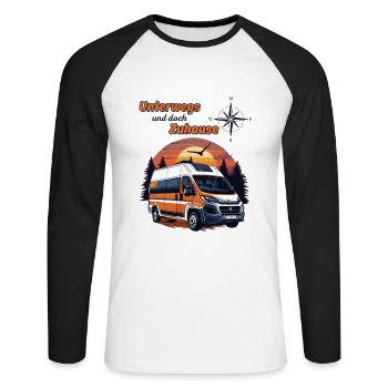Camping, campervan, campervan, saying-on the road ... - Unisex Long Sleeve Baseball T-Shirt - white/black - Front - Nik (191cm)