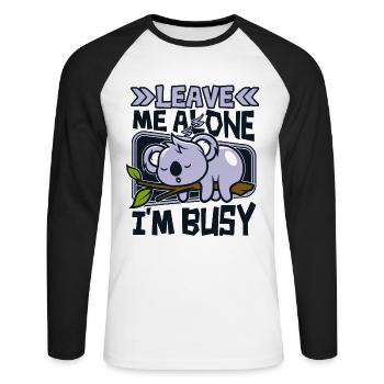 Leave Me Alone I'm Busy Koalabear Eucalyptus - Unisex Long Sleeve Baseball T-Shirt - white/black - Front - Nik (191cm)