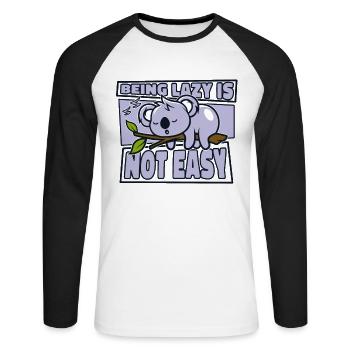 Being Lazy Is Not Easy Koalabear Eucalyptus Koala - Unisex Long Sleeve Baseball T-Shirt - white/black - Front - Nik (191cm)