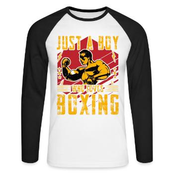 Nur ein Junge, der das Boxen liebt - Unisex Baseballshirt langarm - Weiß/Schwarz - Vorne - Nik (191cm)