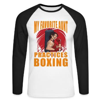 MA tante préférée pratique la boxe - T-shirt baseball manches longues Homme - blanc/noir - Devant - Nik (191cm)
