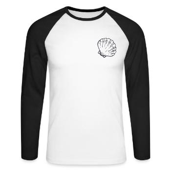 Logo Emblem Muschel Muschel Beutel Bivalvia Muschel - Unisex Baseballshirt langarm - Weiß/Schwarz - Vorne - Nik (191cm)