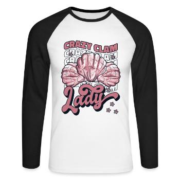 Crazy Clam Lady Bivalvia Muschel Jäger Muschel - Unisex Baseballshirt langarm - Weiß/Schwarz - Vorne - Nik (191cm)