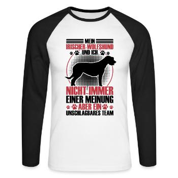 Irish Wolfhound est imbattable - T-shirt baseball manches longues Homme - blanc/noir - Devant - Nik (191cm)