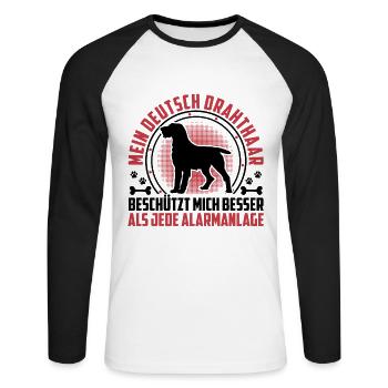German wirehaired dog protects me better - Unisex Long Sleeve Baseball T-Shirt - white/black - Front - Nik (191cm)