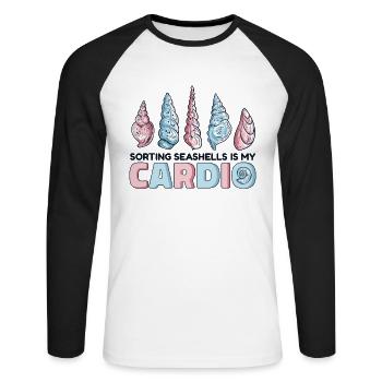 Sorting Seashells Is My Cardio Bivalvia Seashell - Unisex Long Sleeve Baseball T-Shirt - white/black - Front - Nik (191cm)