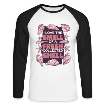 Odeur d’un coquillage fraîchement collecté Coquillage Coquillage - T-shirt baseball manches longues Homme - blanc/noir - Devant - Nik (191cm)