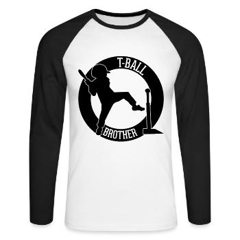 T-Ball Brother Teeball Brother - Unisex Baseballshirt langarm - Weiß/Schwarz - Vorne - Nik (191cm)