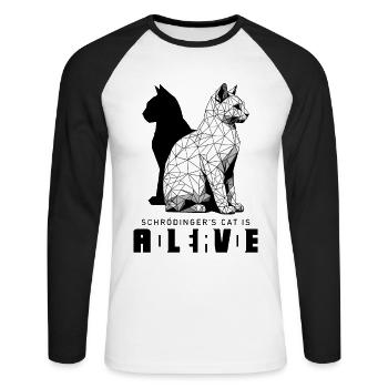 Schrödinger's Cat Dead Alive - Unisex Baseballshirt langarm - Weiß/Schwarz - Vorne - Nik (191cm)