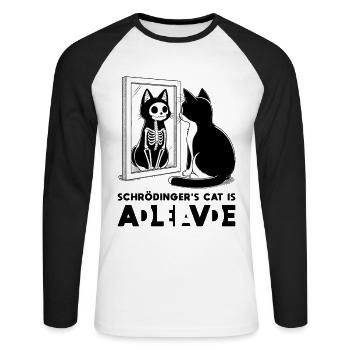 Schrödinger's Cat Alive Dead - Unisex Long Sleeve Baseball T-Shirt - white/black - Front - Nik (191cm)
