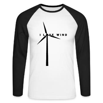Wind Power - I Love Wind - Wind Energy - Wind Farm - Unisex Long Sleeve Baseball T-Shirt - white/black - Front - Nik (191cm)