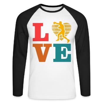 Boxen - Unisex Baseballshirt langarm - Weiß/Schwarz - Vorne - Nik (191cm)