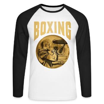 Boxe - T-shirt baseball manches longues Homme - blanc/noir - Devant - Nik (191cm)