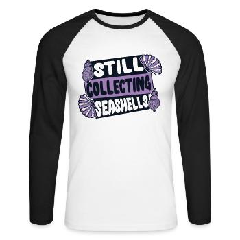 Toujours en train de collecter des coquillages Chasseur de coquillages Coquillages - T-shirt baseball manches longues Homme - blanc/noir - Devant - Nik (191cm)