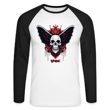 Butterfly Skull - Unisex Long Sleeve Baseball T-Shirt - white/black - Front - Nik (191cm)