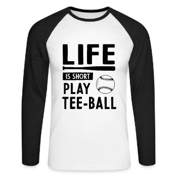 La vie est un jeu court Tee-ball - T-shirt baseball manches longues Homme - blanc/noir - Devant - Nik (191cm)