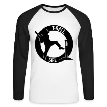 T-Ball Sister Teeball Sister - Unisex Baseballshirt langarm - Weiß/Schwarz - Vorne - Nik (191cm)