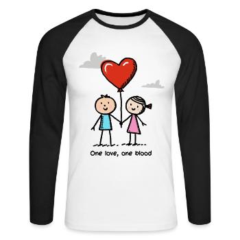 Strichmännchen Liebespaar Pärchen Valentinstag - Unisex Baseballshirt langarm - Weiß/Schwarz - Vorne - Nik (191cm)