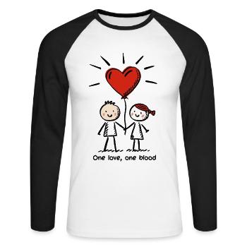Strichmännchen Liebespaar Pärchen Valentinstag - Unisex Baseballshirt langarm - Weiß/Schwarz - Vorne - Nik (191cm)